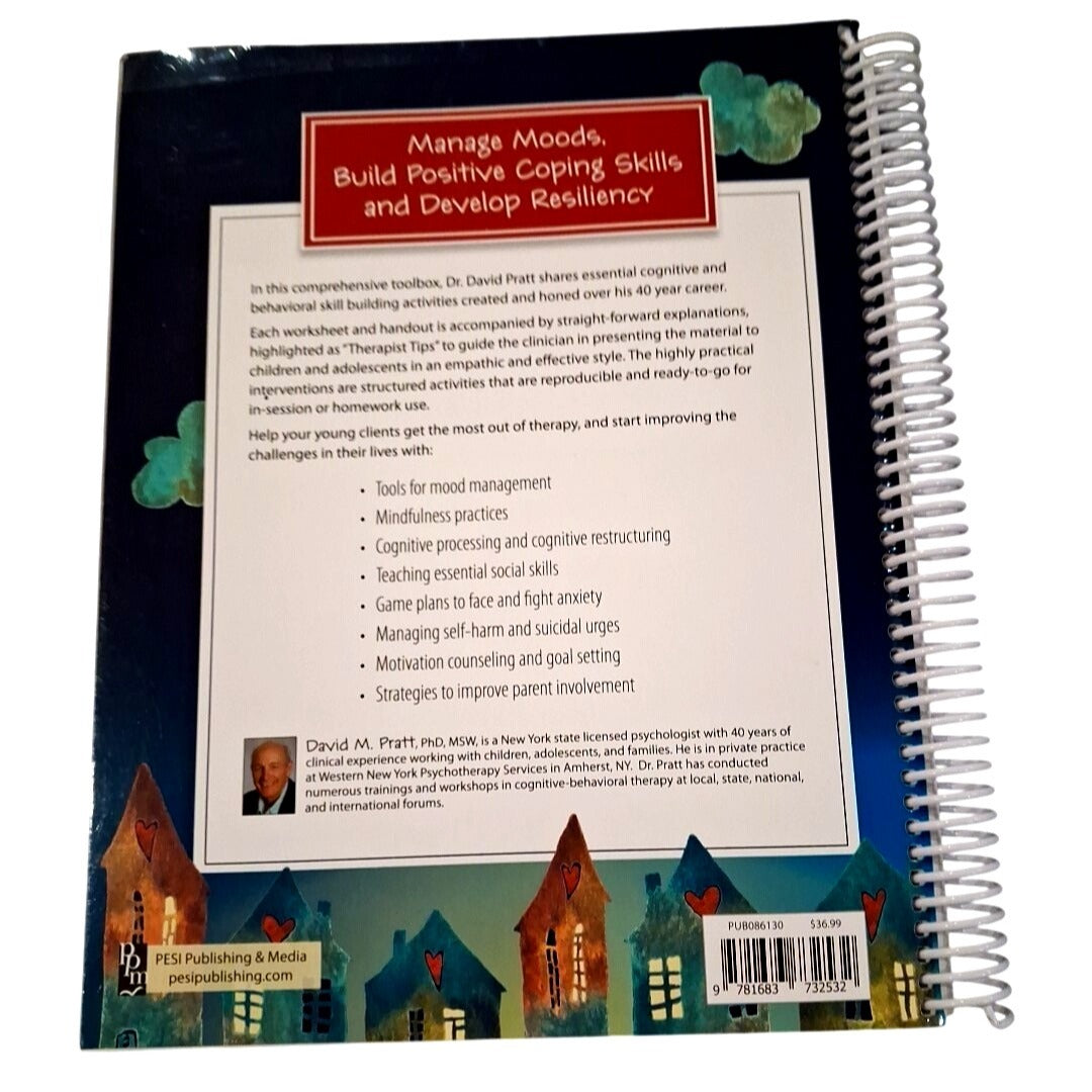 Back cover of a spiral-bound book with text and illustrations on a white background