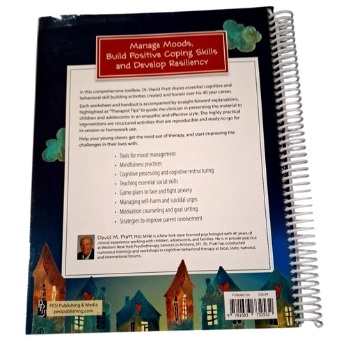 Back cover of a spiral-bound book with text and illustrations on a white background
