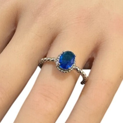 Vintage Solitaire Ring Blue