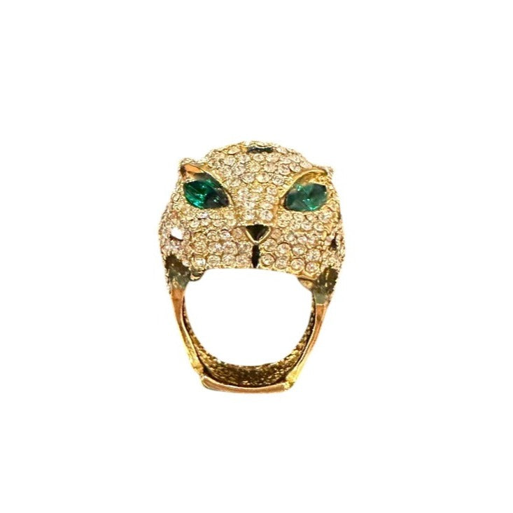 Leopard cocktail ring front view