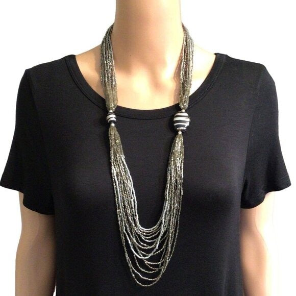 Layered Beaded Statement Necklace