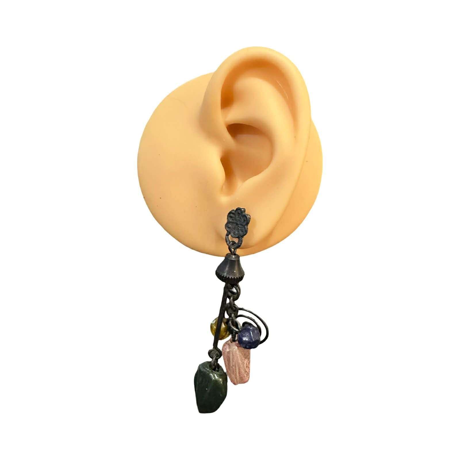 Vintage Dangle Earrings Natural Stone