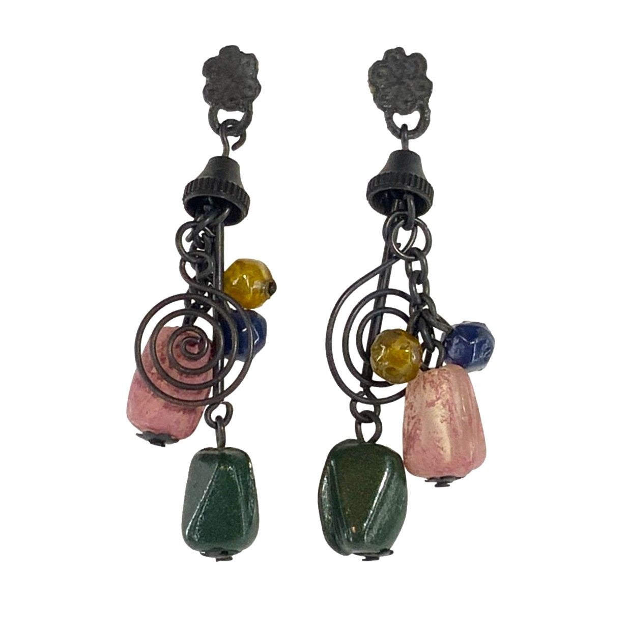 Vintage Dangle Earrings Natural Stone