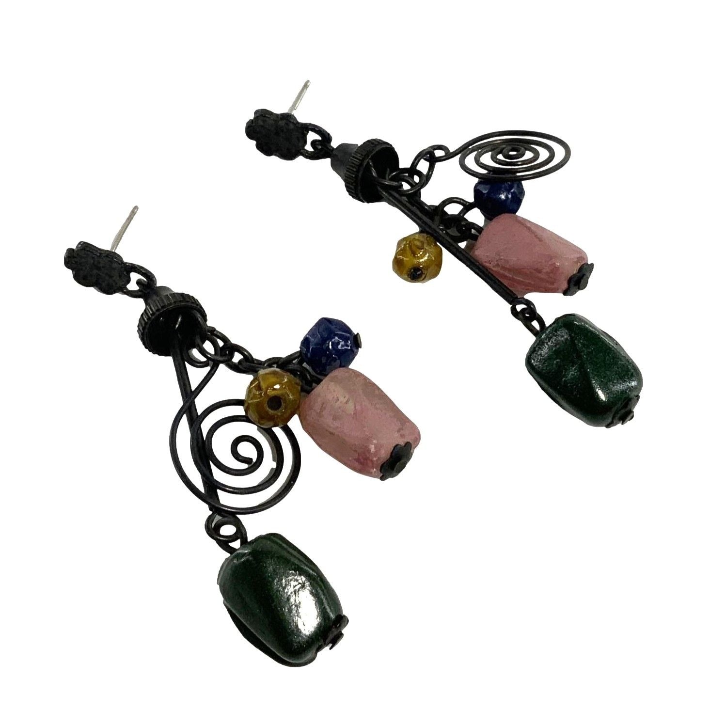Vintage Dangle Earrings Natural Stone