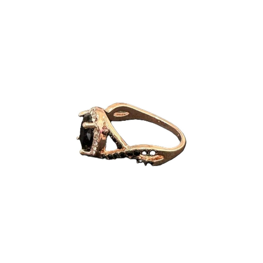 Art Deco Ring Rose Gold Tone Black Size 9 Criss Cross Shaped Womens