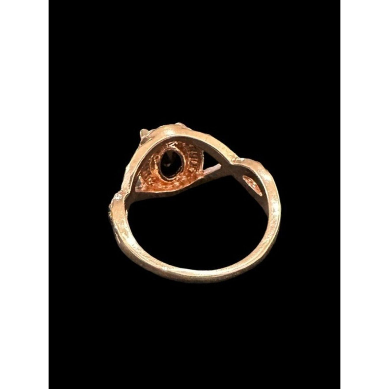 Art Deco Ring Rose Gold Tone Black Size 9 Criss Cross Shaped Womens