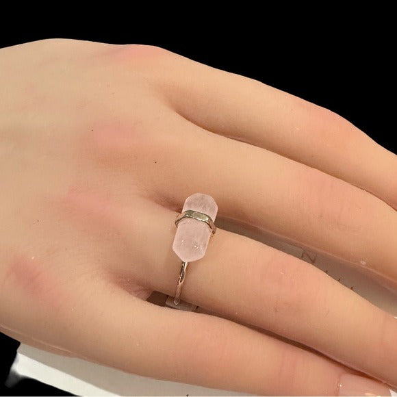 Rose Quartz Point Ring Size 7