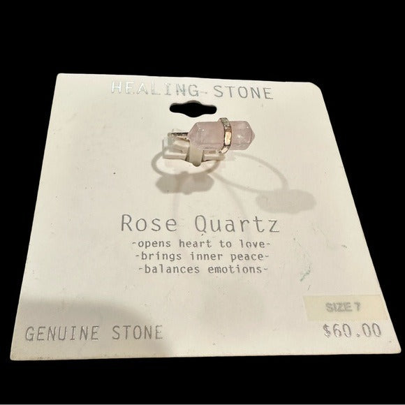 Rose Quartz Point Ring Size 7