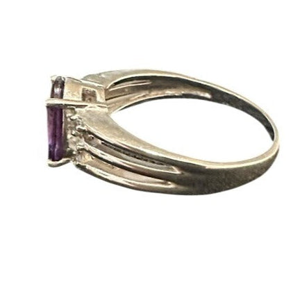 amethyst solitaire ring side view