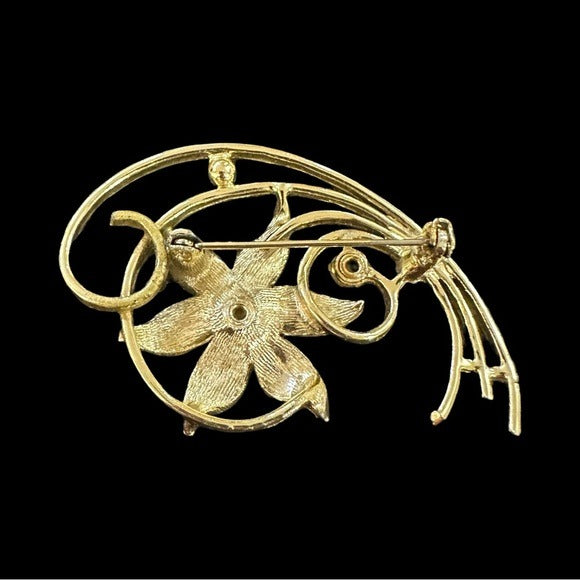 Vintage Brooch Flower Scroll