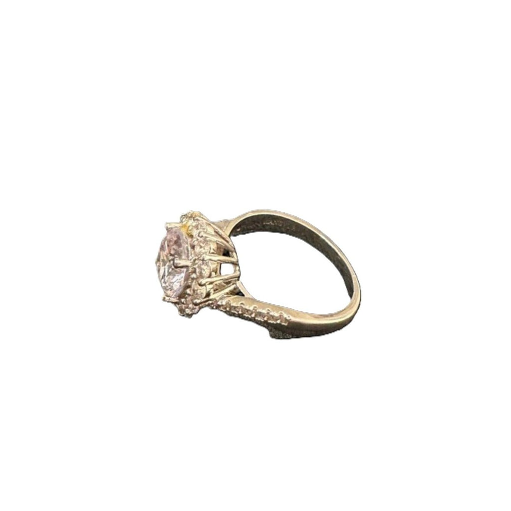Silver Tone Cubic Zirconia Halo Engagement Ring Size 9 By JIANGYUE