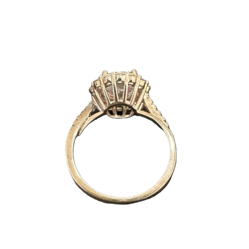 Silver Tone Cubic Zirconia Halo Engagement Ring Size 9 By JIANGYUE