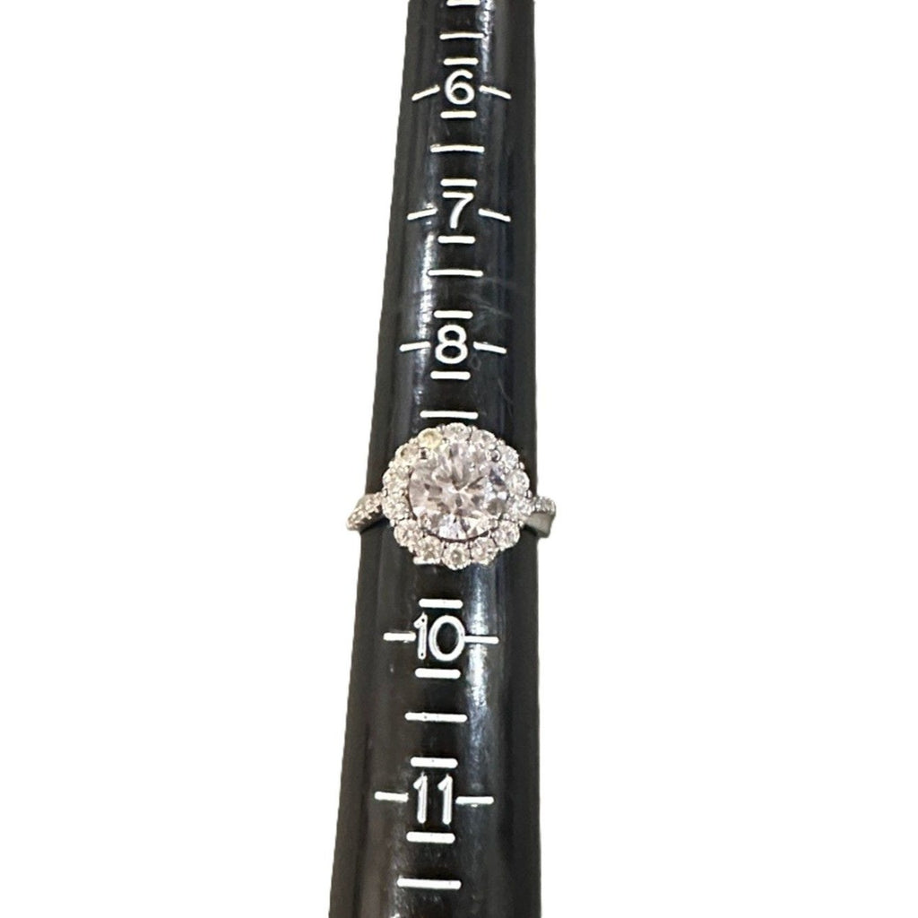 Silver Tone Cubic Zirconia Halo Engagement Ring Size 9 By JIANGYUE