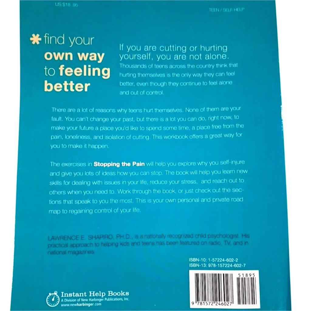 Back cover of a book with text on a blue background