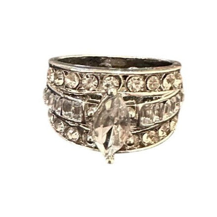 vintage cocktail ring flat lay